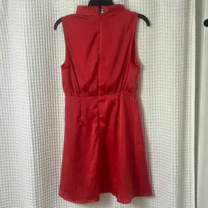 NWT She + Sky Sleeveless Satin Silk Dress with Twist Front High Neck Band Detail thumbnail 4