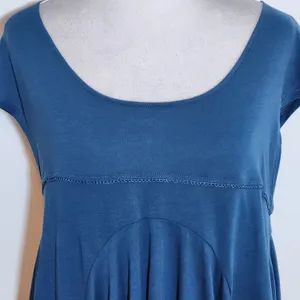 Free People Blue Short Sleeve Top with Cutout Lace Back NWT Size Medium thumbnail 3