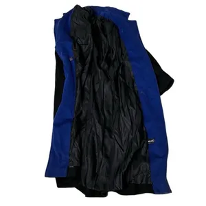 JULES MILLER Black Coat Blue Collar Lapel Fully Lined Midi Length VINTAGE thumbnail 8