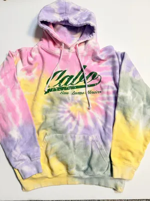 Dreamsicle tie dye pullover hoodie, cotton, rainbow color, Cabo St. Lucas size M thumbnail 1