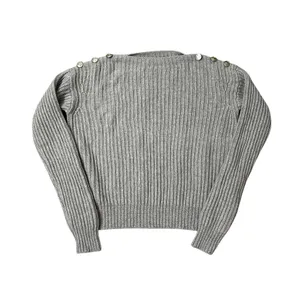 Max Mara Beige Wool Cashmere Ribbed Knit Boat Neck Sweater Quiet Luxury French thumbnail 2