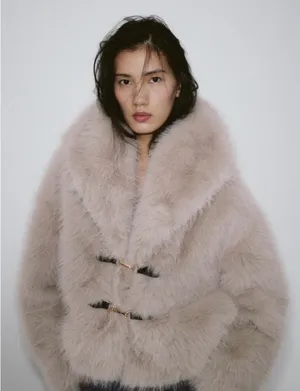 Zara Short Faux Fur Toggle Coat thumbnail 2