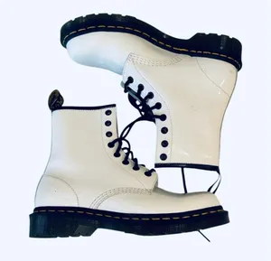 Dr Martens White Leather Combat Moto Boots Lace Up Smooth 8 Docs Smooth thumbnail 1