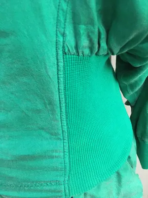 Vintage 80s Kelly Green Gingerfield Silk Two Piece Outfit Turtleneck Skirt S thumbnail 8