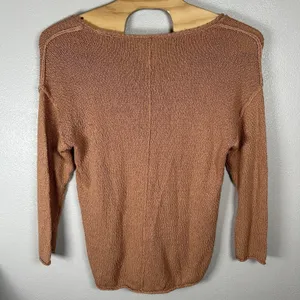 Aerie Oversized‎ Voop Knit Sweater Womens Medium Tan Cotton Blend Beachy Coverup thumbnail 4