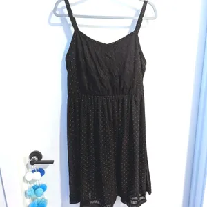 Torrid Womens Plus Size 1 1X 14 Black white polka dot babydoll empire dress thumbnail 2