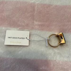 Beautiful Christian Siriano 14 karat gold plated, blue glass, stone ring thumbnail 4