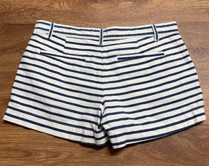 Gap Blue White Striped Welt Pocket Linen Look Cotton Shorts Womens Size 2 thumbnail 2