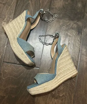 Thalia Sodi Caden Denim‎ Wedge Sandals thumbnail 1