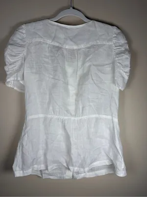 Anthropologie Meadow Rue Dainty Ivory Sheer Linen blouse, 8 thumbnail 10