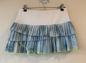 Lucky in Love Rally Pleat Tier Tennis Skirt Vaportex Blue Green Medium 8-10 thumbnail 1