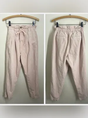 Free People Margate Pleated Paperbag Trousers Misty Rose size XS thumbnail 2