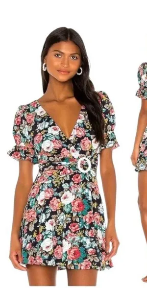 Majorelle Black‎ Floral Print Roosevelt Fit And Flare Mini Dress Size XS thumbnail 1