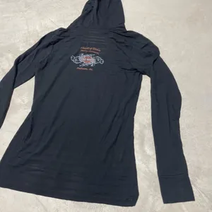 Harley Davidson Black Long Sleeve Top w/ Hoodie Pelham AL SZ L Motorcycle thumbnail 13