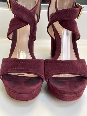 Vince Camuto Women’s Shayla Suede Leather Burgundy Crossover Straps Heels thumbnail 3