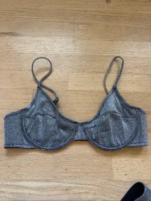 Triangl bikini silver black top small bottoms xs thumbnail 2