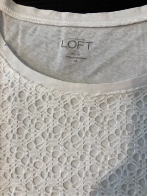 LOFT Petite White Lace Overlay Sleeveless Tank thumbnail 2