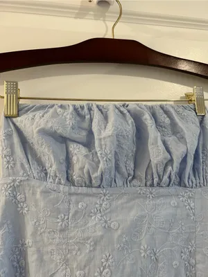 Altar’d State Embroidered Strapless Mini Dress Light Blue Size M thumbnail 2