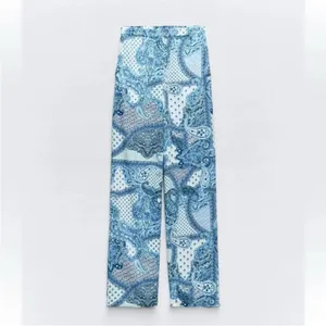 Zara Paisley Print wide leg pants thumbnail 5