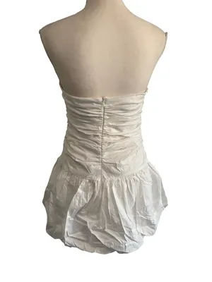MORE TO COME Emah Mini Dress in White Medium New Womens Ruched thumbnail 6
