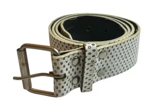 Rhinestone Belt Y2K Glam Rock McBling Era Studded White Wide Grommet Buckle 45" thumbnail 1