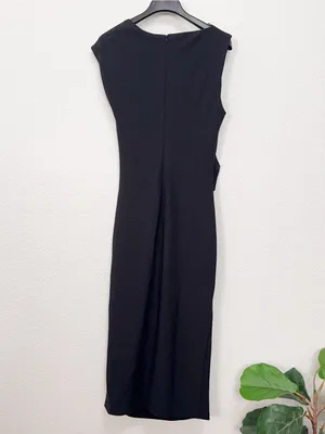 ELLIATT Jada Midi Dress Black Draped Ruched Sleeveless Dress thumbnail 7