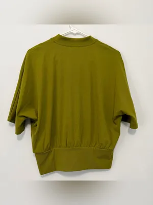 OGL Stand Collar V-Neck Short Sleeve Top Large NEW thumbnail 3