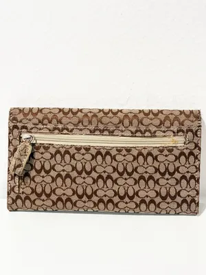 Coach Brown Fabric Signature C Long Snap Closure Wallet thumbnail 4