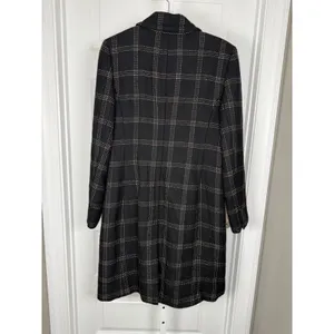 Ann Taylor LOFT Black White Plaid Wool Coat‎ Size 12 Preppy Minimalist thumbnail 6