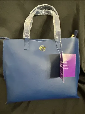 Joy Mangano Leather Structured RFID Navy Blue Tote Bag Women’s Tote NWT thumbnail 1