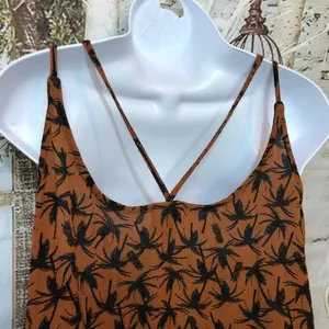 MOSSIMO overlap front V-neck crisscrossed back straps Palm Tree tank size M top thumbnail 6