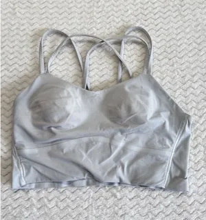 Lululemon Free To Be Serene Sports Bra Light Gray Strappy Back Yoga Size 6 thumbnail 1