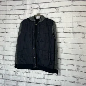 Ocean Current Women’s Puffer Jacket XL Black Gray Two Tone Button Up Hoodie Y2K thumbnail 9