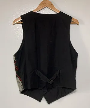 Vintage Cotton Wool Blend Knit Cropped Patchwork Western Vest Size M thumbnail 5