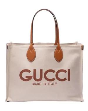 GUCCI logo printed large canvas shopper tote shoulder bag thumbnail 1