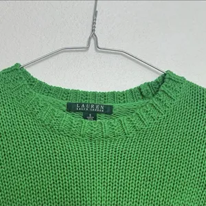 Lauren Ralph Lauren Sweater Women Small Kelly Green Crew Neck Cable Knit thumbnail 2