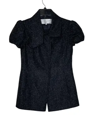 Trina‎ Turk Inner Button SS Jacket Size 2 Gray With White Fleck Womens Wool Silk thumbnail 1