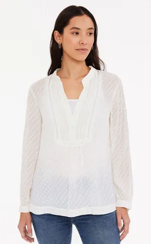 Madewell white sheer long sleeve v-neck blouse size medium business #199 thumbnail 1