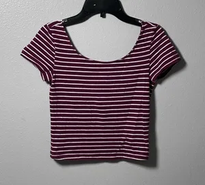 American‎ Eagle Women Cotton Stretch stripe crop top XS thumbnail 1