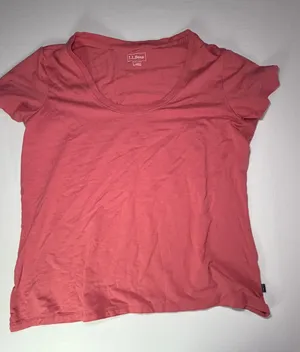 L.L. Bean Women's Coral/red Scoop Neck Short Sleeve Tee thumbnail 1