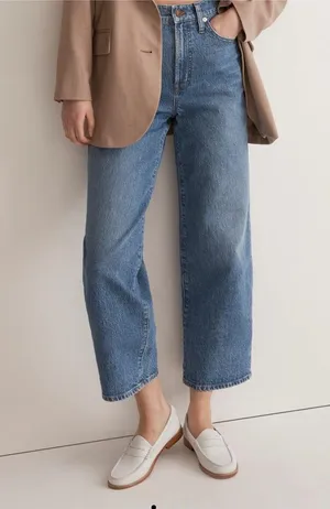 NWT Madewell The Perfect Vintage Crop Jeans Blue Raw Hem High Rise 26 Sold Out! thumbnail 2
