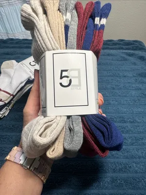2 5-Packs ladies Crew Socks - White, Beige, Burgundy, Navy NWT thumbnail 4