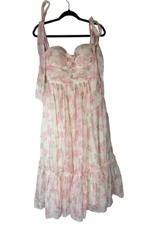 NWOT Mable Floral Bustier Maxi dress with self tie straps size L thumbnail 1