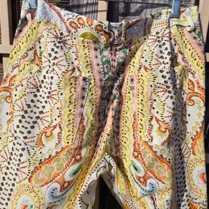 Zara beautiful print flare leg pants Linen Blend Small thumbnail 11