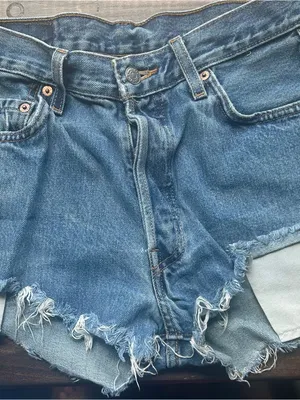 Women's Blue Distressed Denim Cutoff Shorts thumbnail 1