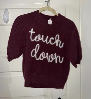 Peach Love California Maroon “TouchDown” short sleeve sweater thumbnail 1