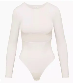 Aritzia Babaton Segovia iced lavender cut out long sleeve contour fit bodysuit L thumbnail 1