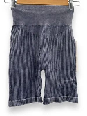 Aura Purple Gray Ribbed High Rise‎ Activewear Biker Shorts Sz S/M NEW thumbnail 1