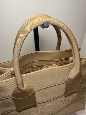 Ferragamo Beige Grosgrain Logo Mini Tote Handbag Italy thumbnail 4