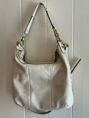 A Rare Large Vintage Y2K Coach Kristin Cream Woven Leather Hobo Handbag thumbnail 5